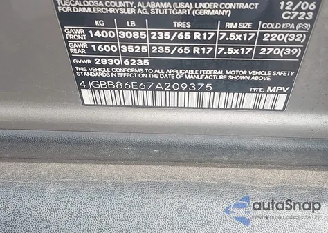 2007 Mercedes-Benz Ml 350 4Matic from USA, damaged, VIN 4JGBB86E67A209375